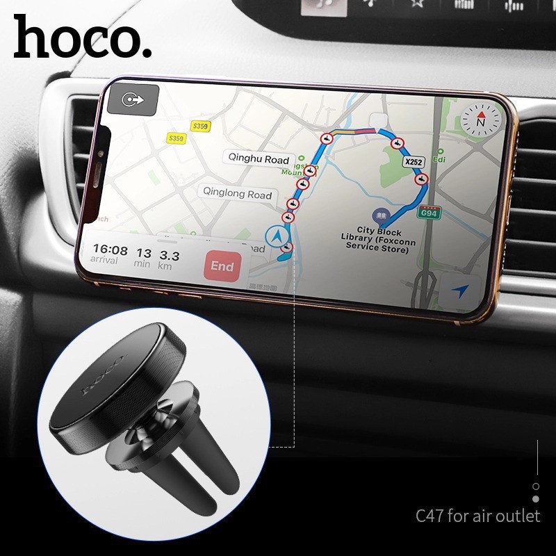 Giá đỡ điện thoại xe hơi HOCO CA47 (Hợp kim nhôm) gắn cửa gió điều hòa Chính Hãng Bảo Hành 12 Tháng