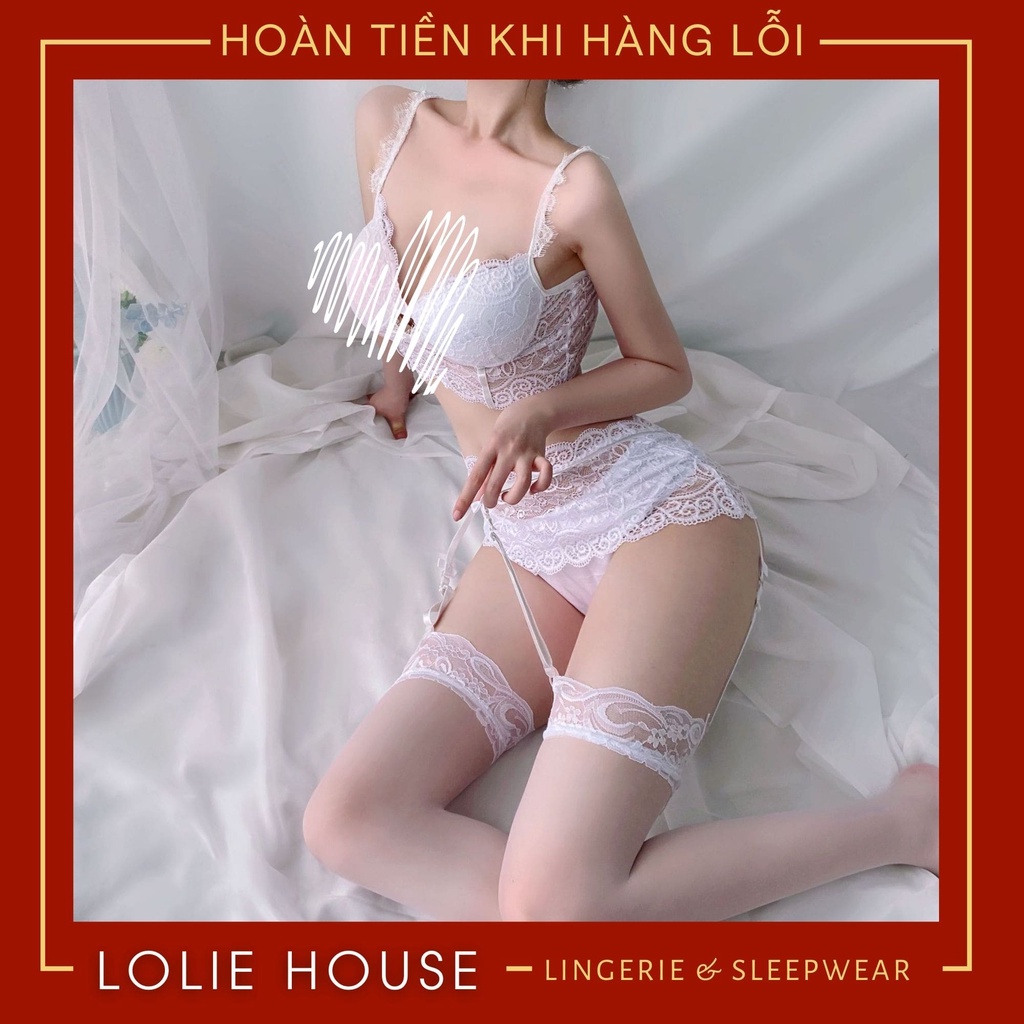 Đồ lót bigsize sexy ren gợi cảm có kẹp tất có đệm ngực cho nữ từ 55 tới 65 kg LOLIE HOUSE - SS12 | BigBuy360 - bigbuy360.vn
