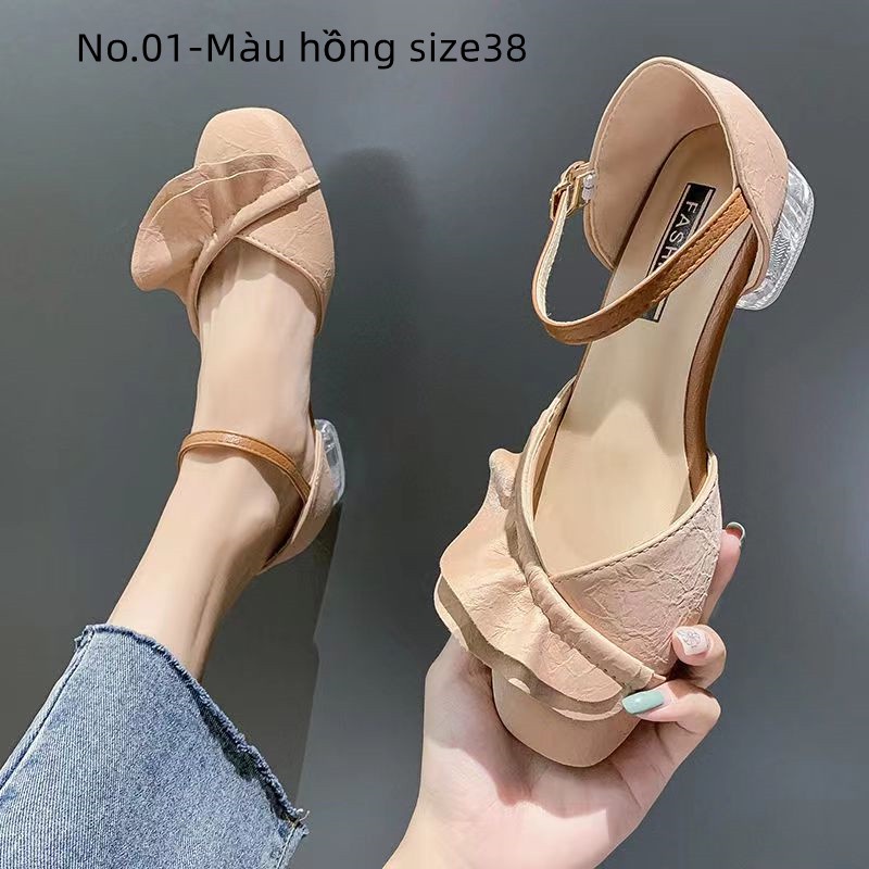 Sandal Nữ Dép Nữ Sandal Cao Gót Đính Nơ Ren Hoa Bít Mũi Hở Mũi Mũi Nhọn Mũi Vuông