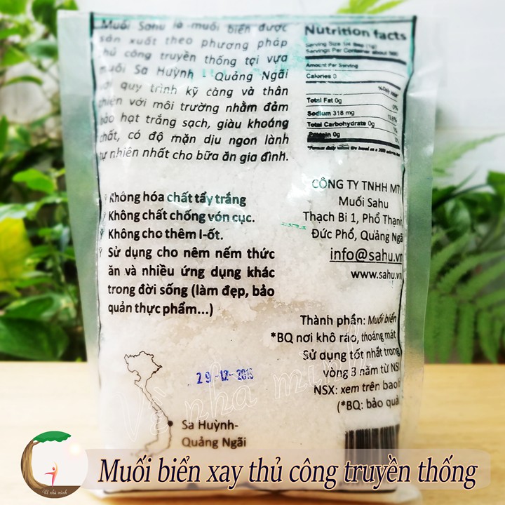MUỐI TRẮNG NẤU ĂN SAHU XAY NHUYỄN 750G  sản xuất theo phương pháp truyền thống tự nhiên