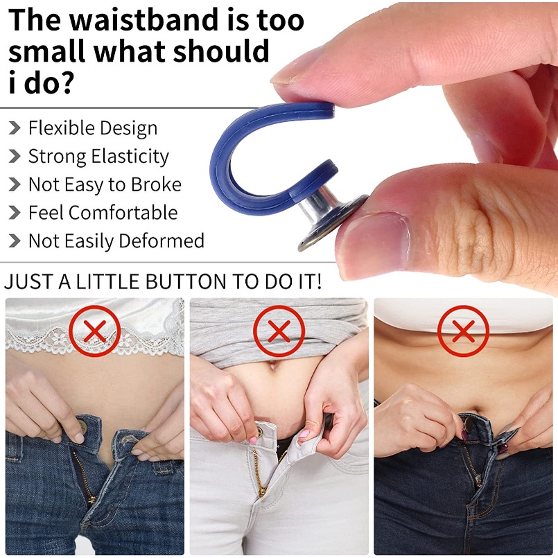 Nút Silicone Lò Xo Co Giãn Không Cánh Tái Sử Dụng Mở Rộng Eo Quần Jean Cho Nam Và Nữ