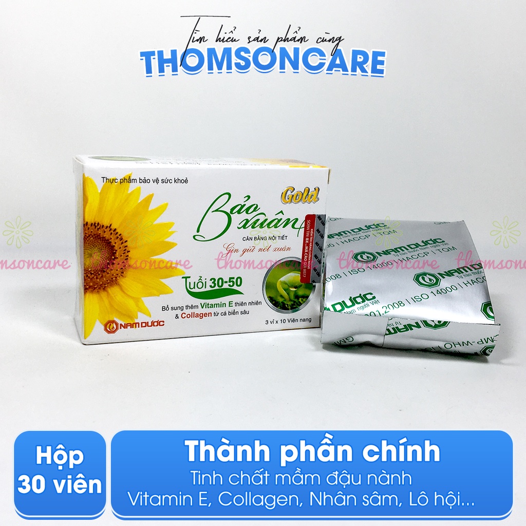 Bảo xuân Gold cho phụ nữ từ 30 - 50 tuổi, cân bằng nội tiết tố từ Vitamin E thiên nhiên và mầm đậu nành