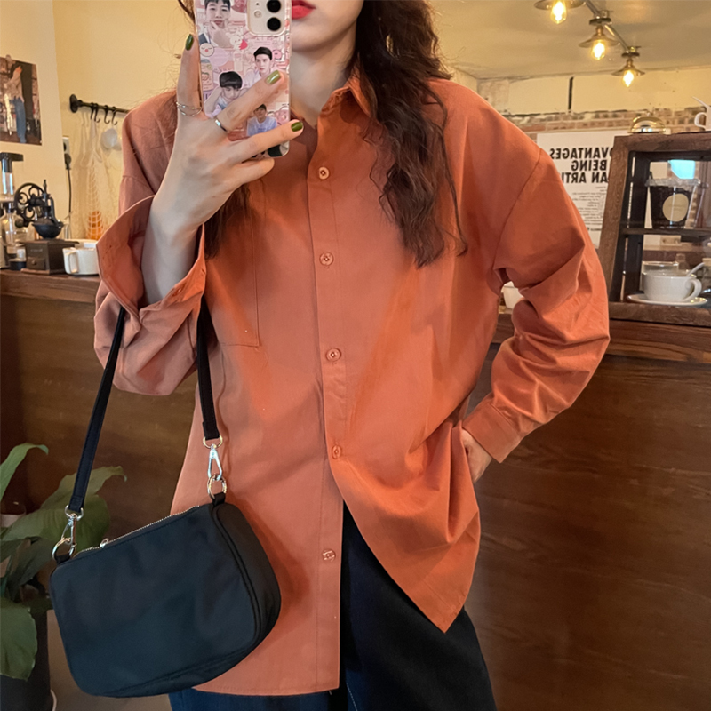 Áo Sơ Mi Tay Dài Dáng Rộng Retro Phong Cách Hong Kong Dành Cho Nữ