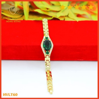 Lắc tay titan nữ, vòng tay mặt đính đá xi mạ vàng non 24k - trang sức hava hong kong - hvlt60