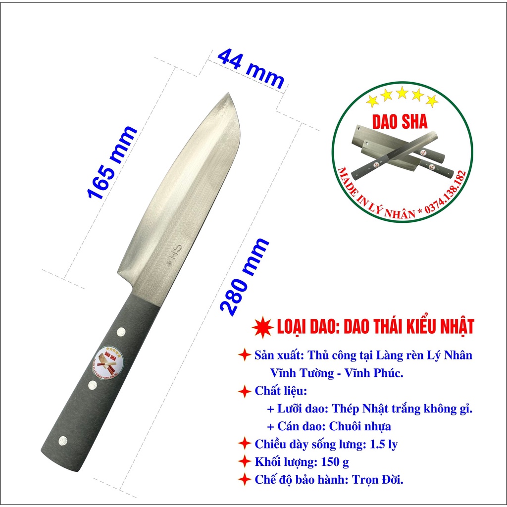 Dao thái nhật, gọt hoa quả bằng thép trắng không gỉ cao cấp - Thương hiệu Làng rèn Lý Nhân