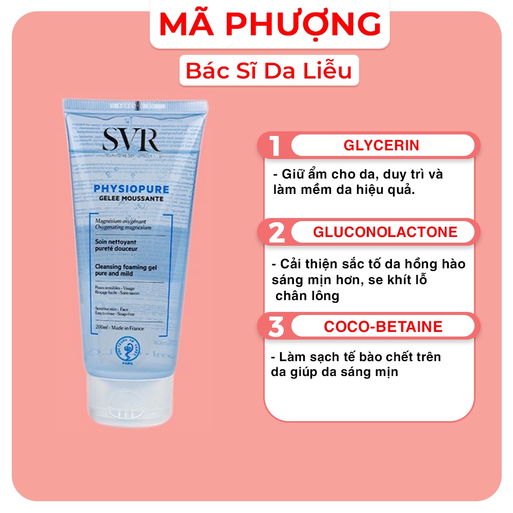 Sữa rửa mặt  SVR Physiopure Gelee moussante cho da nhạy cảm - Hàng Chính Hãng - Dược mỹ phẩm bác sĩ Mã Phượng