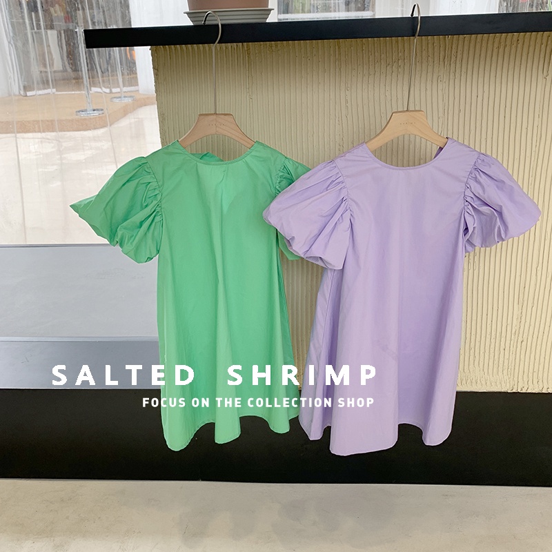 Đầm Tay Phồng Ngắn Phong Cách Hàn Quốc Thời Trang Mùa Hè Xinh Xắn Cho Bé Gái