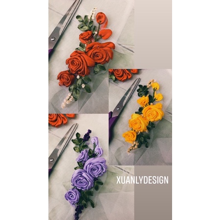 Hoa thêu đính đầm váy