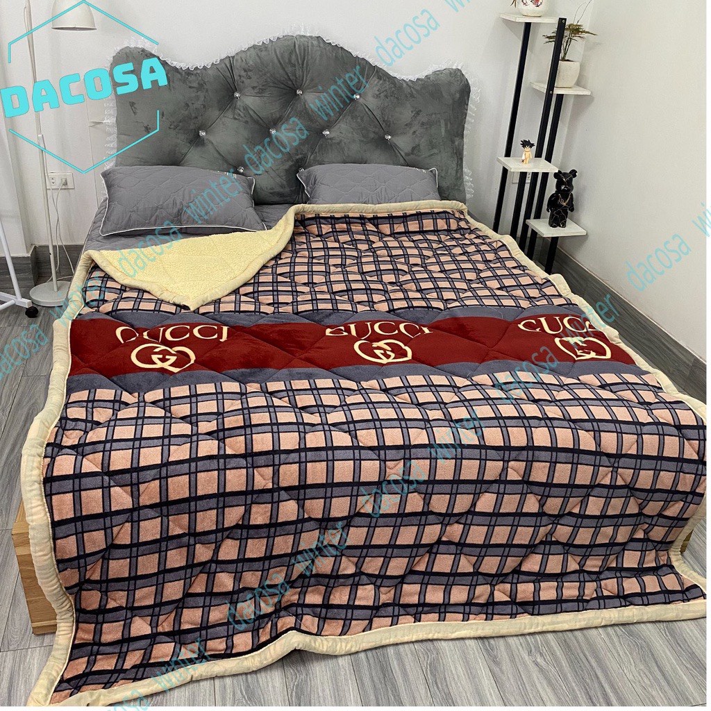 Chăn lông cừu 3 lớp, chăn lông cừu đại hàn cao cấp dày dặn, ấm áp, mềm mịn, kích thước 1m8x2m1