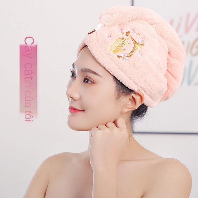 Mũ trùm tóc khô dày Nữ dành cho tóc dài Túi thấm nước khăn turban Lau tóc Khăn khô nhanh khô Trẻ em Người lớn Dễ thương