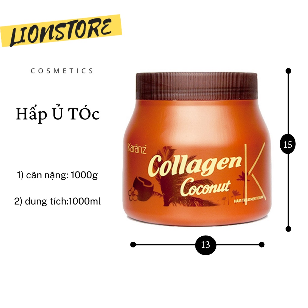 Hấp tóc kem ủ tóc Collagen Karanz dừa lùn màu nâu1000ml dưỡng chất Collagen giúp phục hồi và tái tạo tóc khỏe