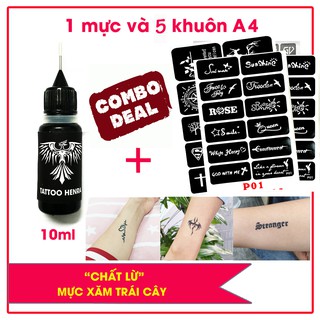 HÌNH XĂM 1 mực xăm + 5 khuôn A4 các loại cực đẹp