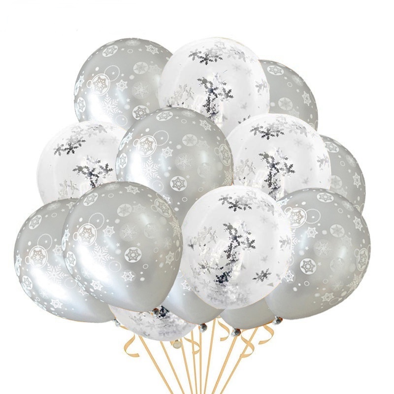 Set 10 Bong Bóng Latex 12 Inch Họa Tiết Công Chúa Elsa Trang Trí Tiệc Giáng Sinh Năm Mới