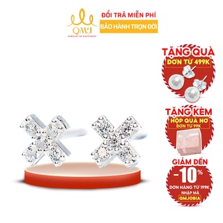 Bông tai bạc QMJ Dấu X nạm đá tinh tế, thiết kế đơn giản Q196