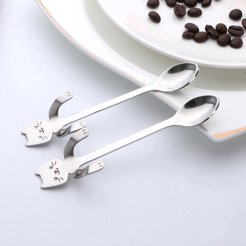 Muỗng cà phê cán dài phối hình mèo xinh xắn tiện dụng