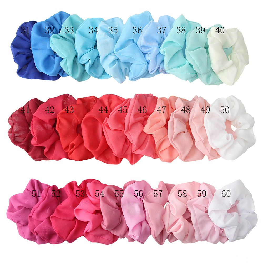 Cột Tóc Scrunchies Voan Mỏng 60 Màu - Phần 3 (Hồng Đỏ Trắng)