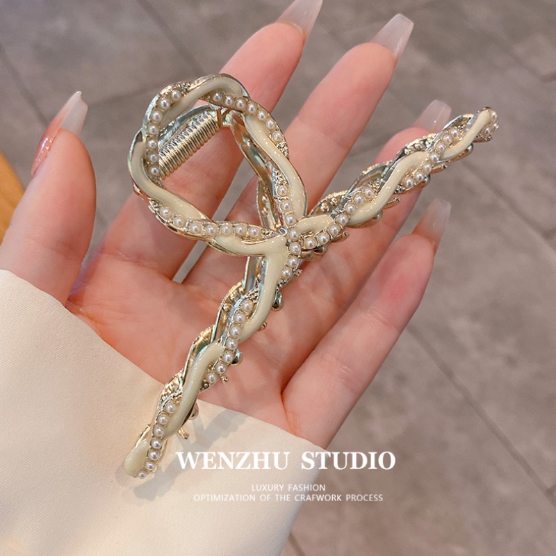 Kẹp Tóc Cá Mập Đính Ngọc Trai Đơn Giản Phong Cách Hàn Quốc Mới