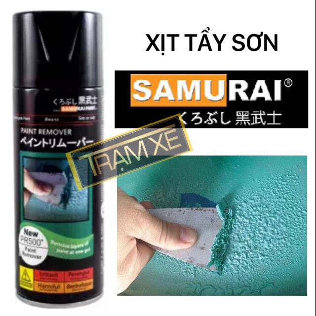 Chai xịt tẩy sơn trên kim loại Pr500 Samurai paint, tẩy sạch nhanh và an toàn cho bề mặt