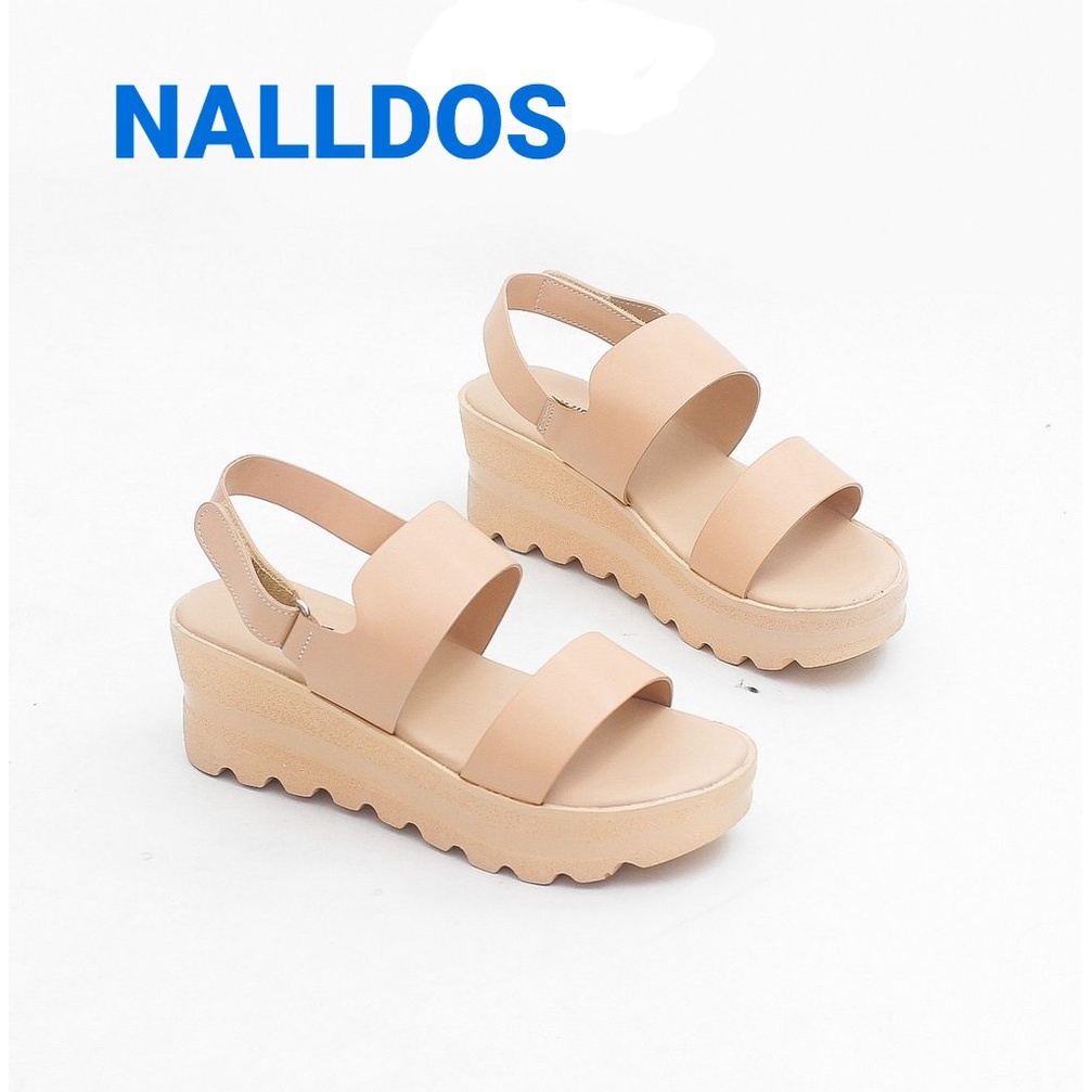 [Bền-Đẹp] Giày nữ NALLDOS Sandal đế xuồng 5cm nguyên khối siêu nhẹ chống trượt Quai ngang da Microfiber 4 màu thời trang