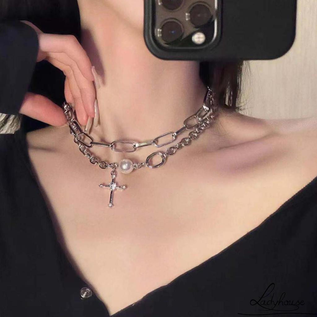 Vòng cổ Bằng Hợp Kim Đính Đá Ngọc Trai Có Thể Điều Chỉnh