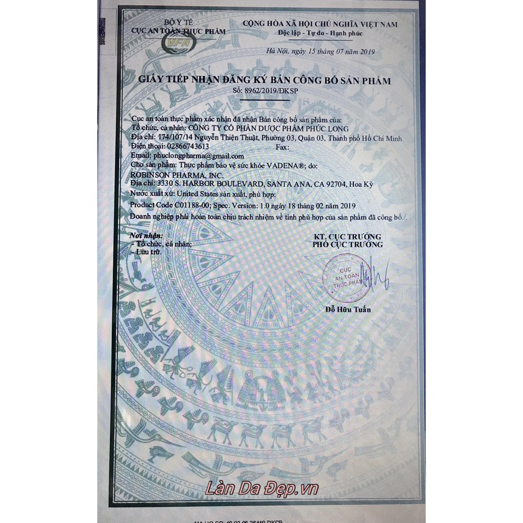 (HÀNG CHÍNH HÃNG Làn Da Đẹp) - VADENA PURE WHITE - Viên uống chống nắng sáng da | BigBuy360 - bigbuy360.vn