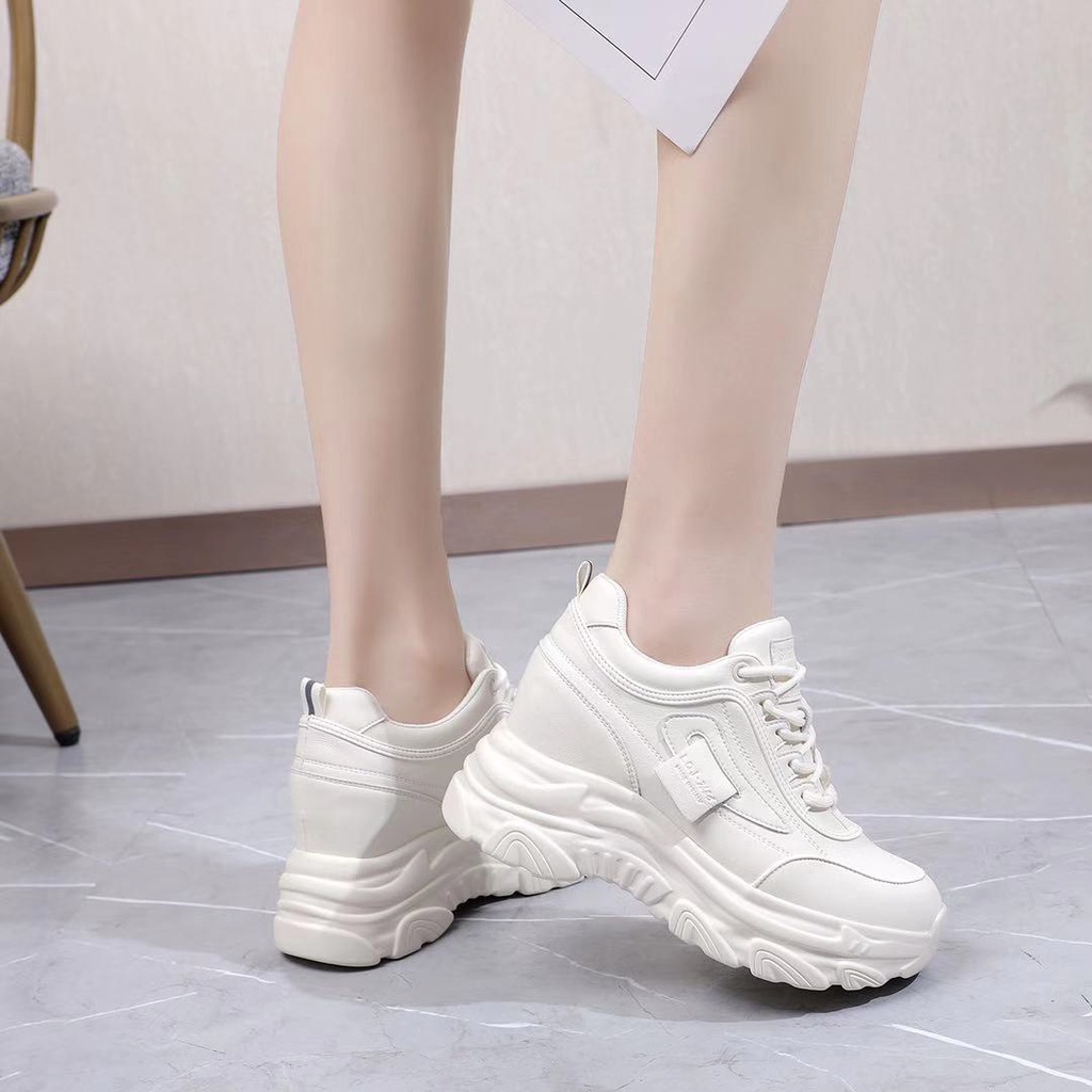 Giày thể thao nâng đế buộc dây cao 8cm tôn dáng, hàng quảng châu cao cấp đi bao êm