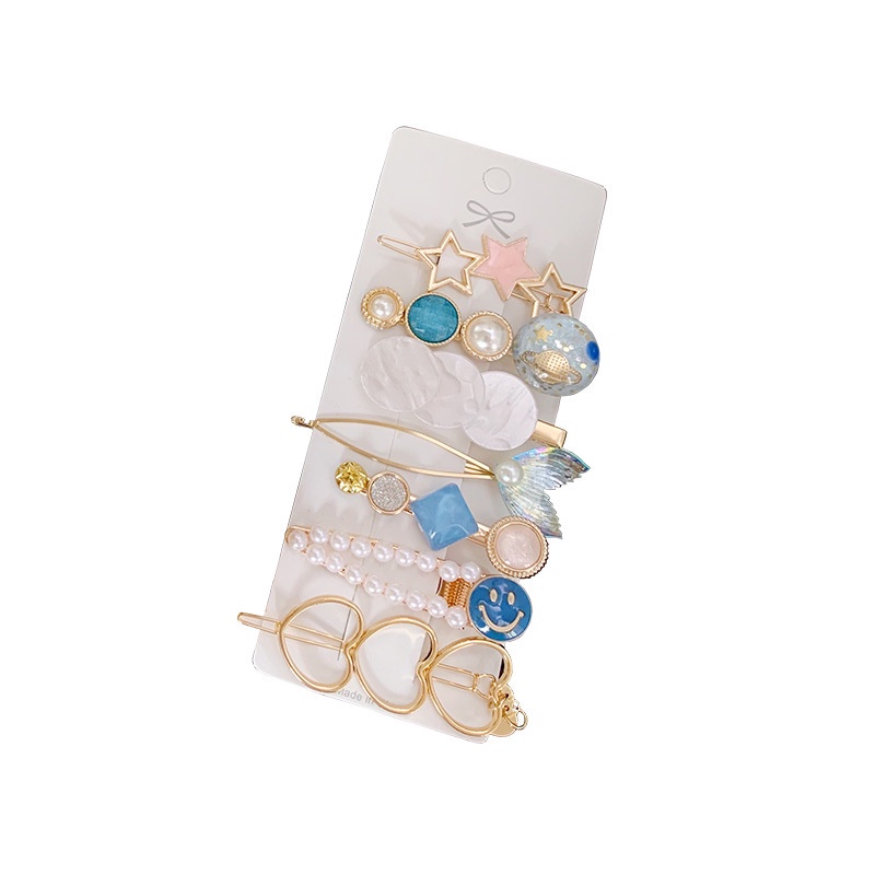 Kẹp Tóc Kim Loại Hình Sao Biển Đính Ngọc Trai Giả Phong Cách Hàn Quốc