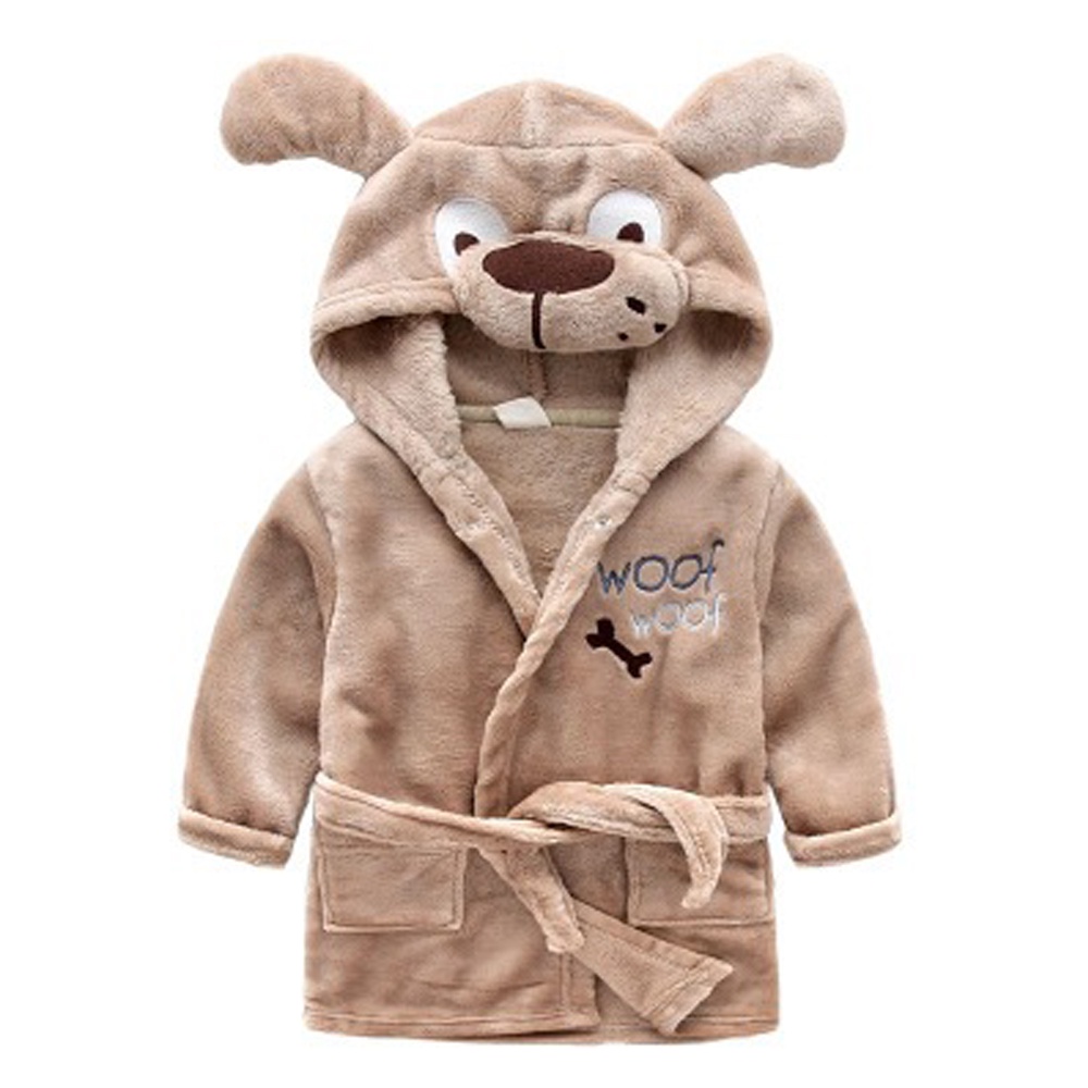 BEAR LEADER Áo Choàng Tắm Có Mũ Trùm Bằng Vải Flannel In Hoạt Hình Dễ Thương Thời Trang Mùa Đông Cho Bé 2-6 Tuổi