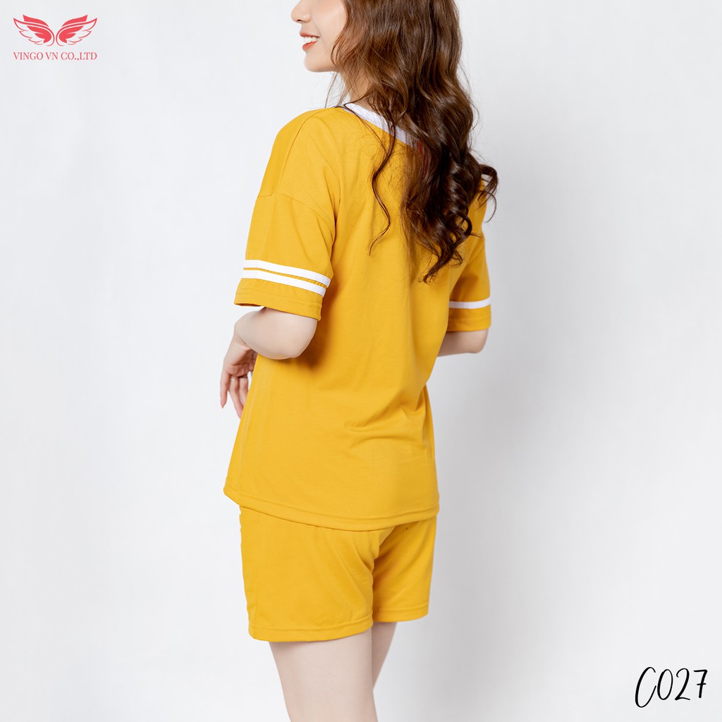 VINGO Bộ Ngủ Mặc Nhà Nữ Cotton Mát Thoáng Khí Kiểu Tay Cộc Quần Cộc In Hình Gấu Cute C027 VNGO - TCQC