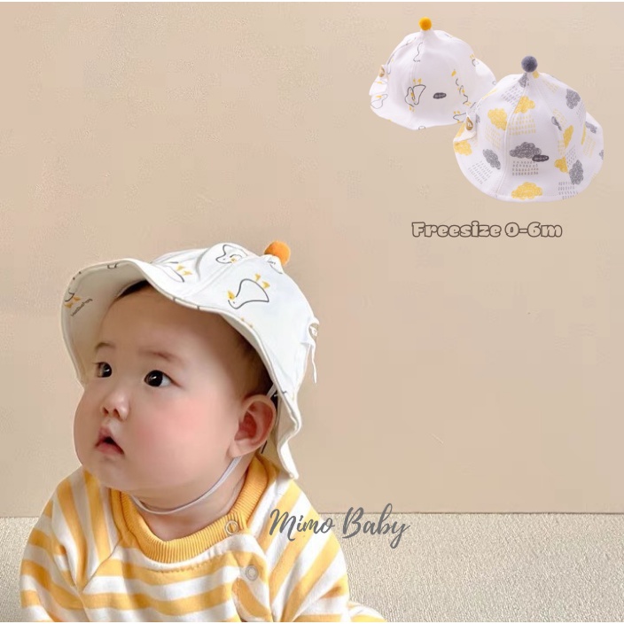 Mũ sơ sinh vải mềm chóp bông in họa tiết dễ thương cho bé MH142 Mimo Baby
