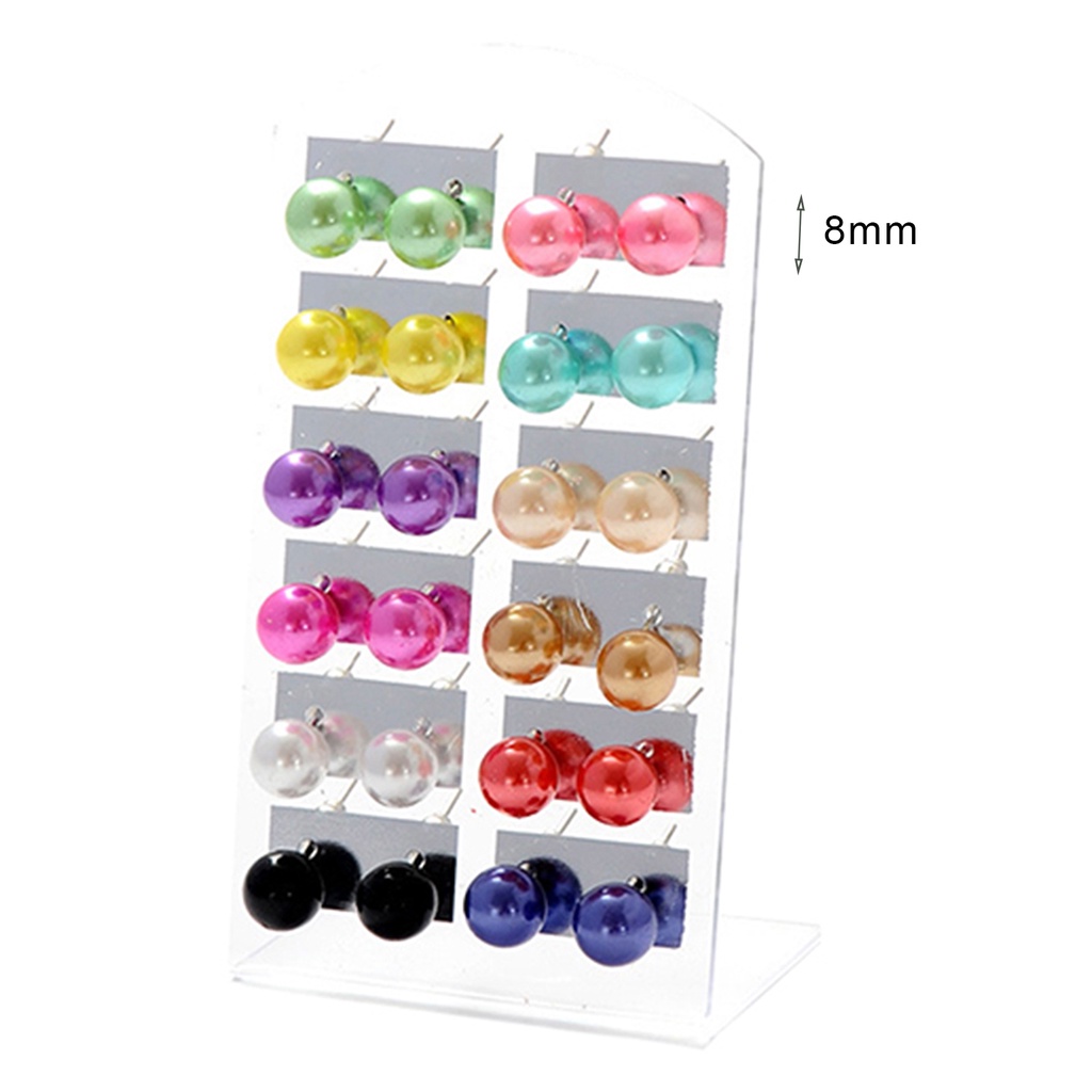 Bộ 12 Đôi Khuyên Tai Đính Ngọc Trai Nhân Tạo Hình Quả Cầu Nhiều Màu Tùy Chọn Cho Nữ