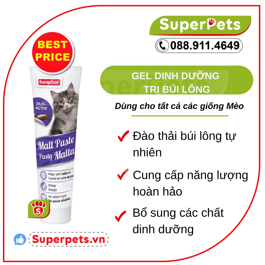 Gel Dinh Dưỡng Cho Mèo Nutri gel Beaphar Mèo Con, Mèo Lớn, Ngăn Ngừa Búi Lông Nhập Hà Lan SUPERPETS VIỆT NAM