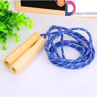  Dây nhảy tập thể dục cán gỗ dài 2.2 m cho học sinh Delifitness 