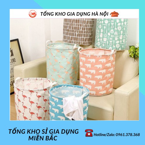 Sọt vải đựng đồ quần áo, giỏ vải tròn đựng đồ chơi trẻ em chất liệu chống thấm 88088