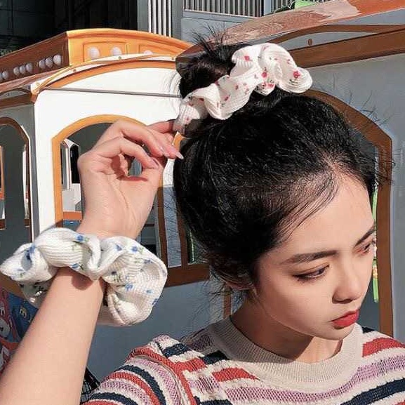 Dây Buộc Tóc Bằng Vải Cotton Mềm Cỡ Lớn In Họa Tiết Chú Heo Dễ Thương