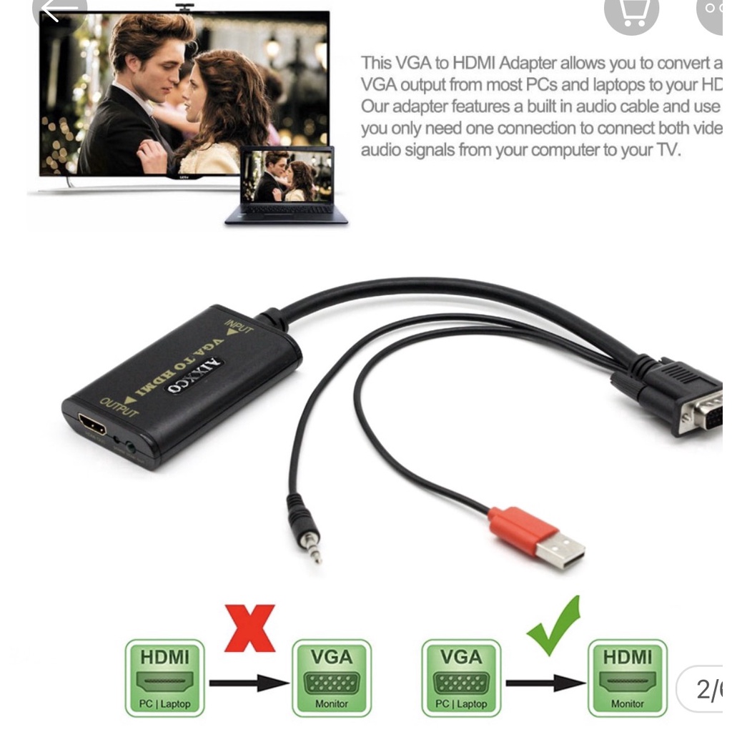 Cáp chuyển  VGA sang HDMI 1080P HD TV HDTV / PC / Video