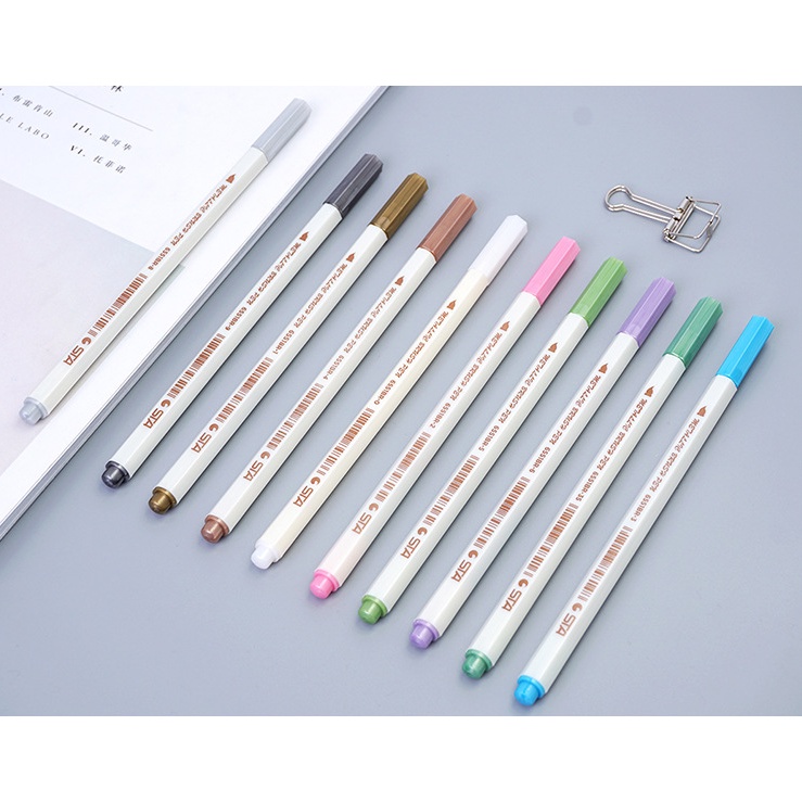 Bút brush viết calligraphy - viết sổ Bullet Journal STA nhiều màu sắc