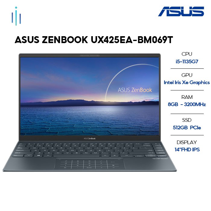 Laptop ASUS ZenBook UX425EA-BM069T i5-1135G7 | 8GB | 512GB | Intel Iris Xe Graphics | 14'' FHD | Win 10