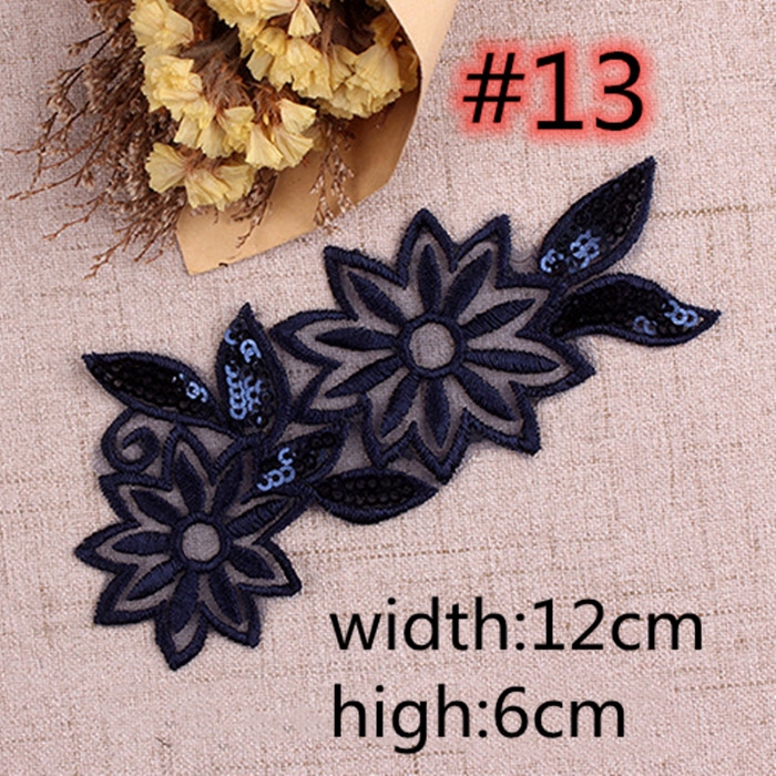 Navy Blue Lace Patch Patch May Iron On Badges Bag Hat Jeans Vải Đính