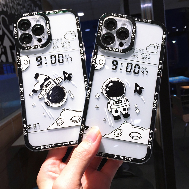 Ốp Điện Thoại Trong Suốt In Hình Phi Hành Gia Hoạt Hình Cho Iphone 11 12 13 Pro Max XS X XR 7 8 Plus SE 2020