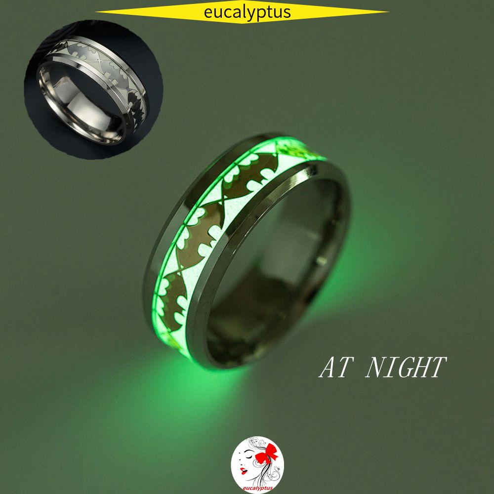 Nhẫn Đeo Tay Bằng Thép Không Gỉ Phát Sáng Thời Trang Phong Cách Punk