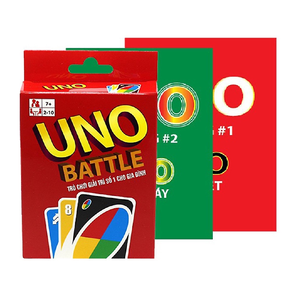 Combo Uno Đại chiến và 2 bản mở rộng Uno Kiss + Domino Đen + Cá sấu + Chim cánh cụt