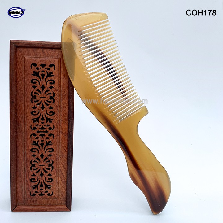 Lược sừng xuất Nhật (Size: L - 18cm) Lược trơn chuôi sóng cao cấp [COH178] Horn Comb of HAHANCO