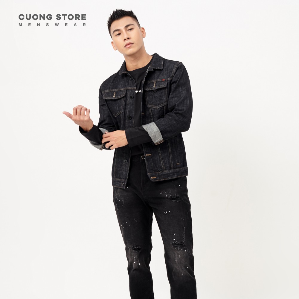 Áo khoác Jean nam basic màu đen MRC 021 - SN chất denim cao cấp, dày dặn, form chuẩn tôn dáng - CUONG STORE