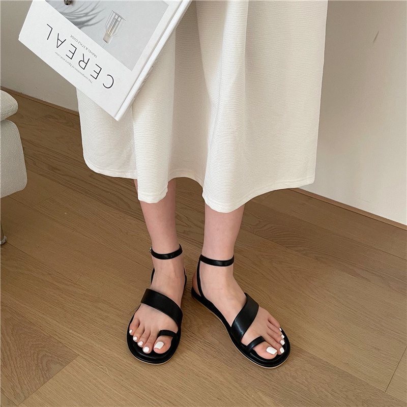 Giày sandal xỏ ngón đế bệt thời trang đơn giản nữ tính