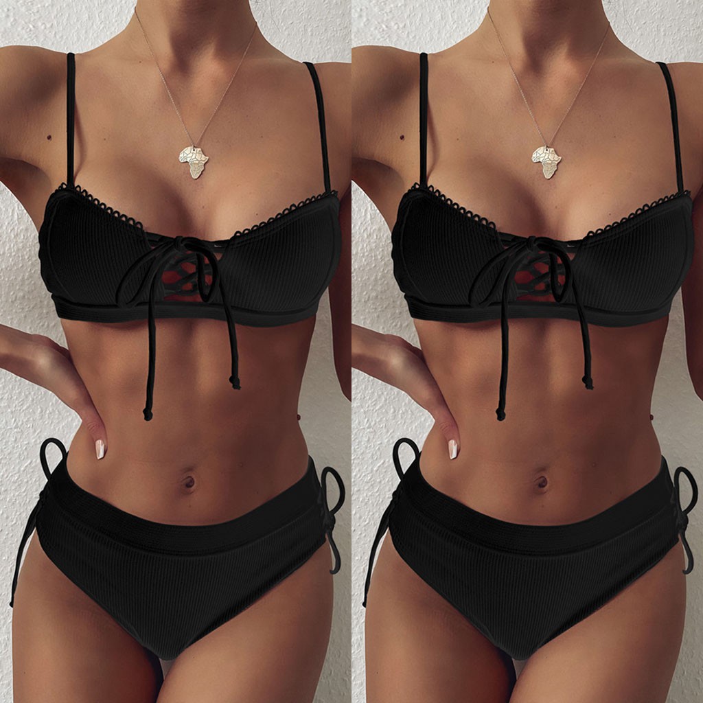 [Mã FACBGO245 giảm 10K đơn bất kì] Bikini Màu Trơn Thiết Kế Quyến Rũ Bí Ẩn Cho Nữ | BigBuy360 - bigbuy360.vn