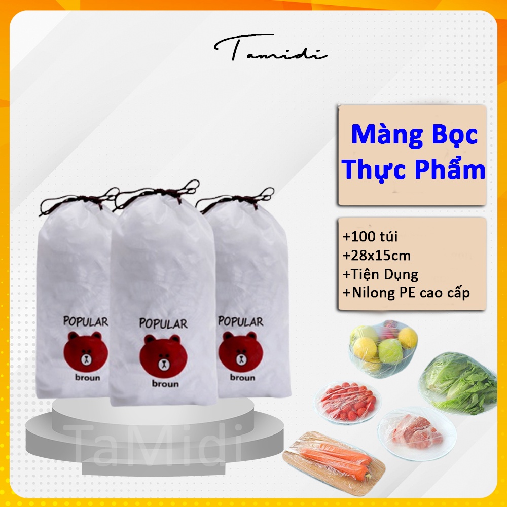 Màng Bọc Thực Phẩm Gấu Co Giãn Siêu Dai TaMidi Túi bọc thực phẩm Có Chun Hình Túi Gấu An Toàn Vệ Sinh