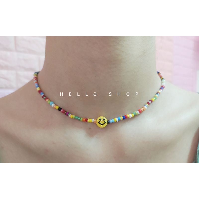 CHOKER DÂY CHUYỀN HẠT NHIỀU MÀU MIX MẶT CƯỜI
