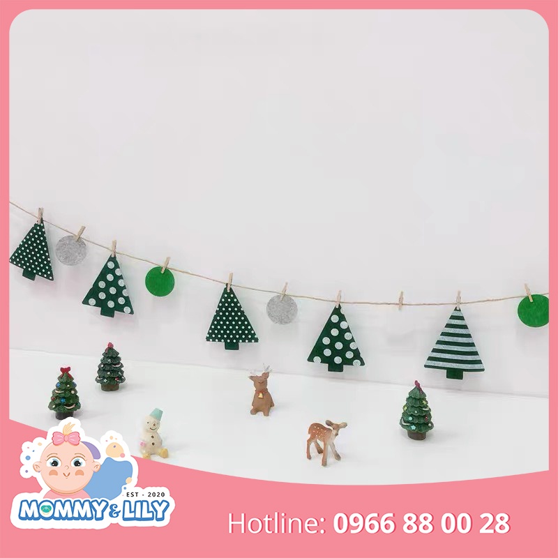 Dây trang trí hình cây thông kèm đèn nháy trang trí Giáng sinh Noel