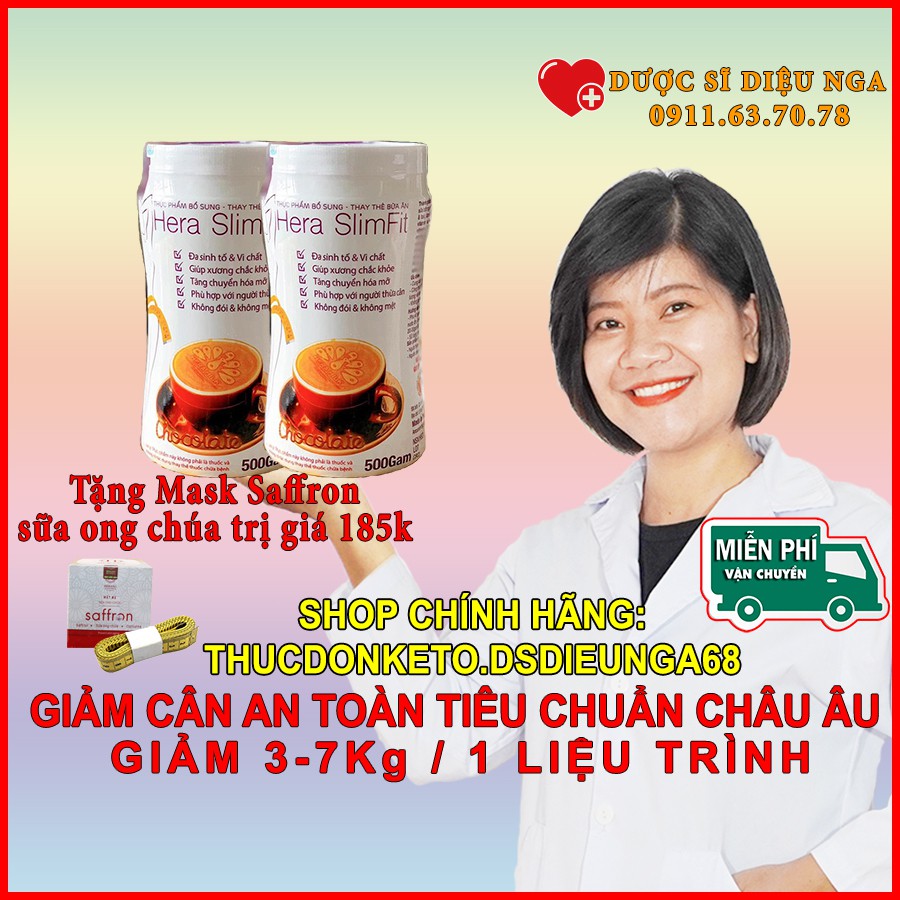 Hàng hot -  LIỆU TRÌNH 2 hộp Hera Slimfit 500g [Chính hãng] - Bữa ăn KETO GIẢM CÂN CAO CẤP CHÂU ÂU, giảm cân tại nhà, nh